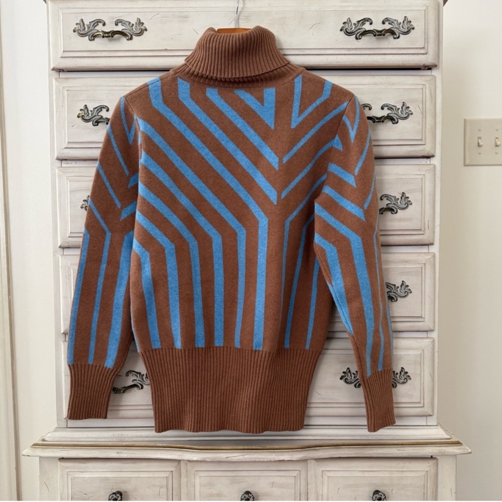 Psychedelic Brown Turtleneck Sweater Small - Picture 4 of 6